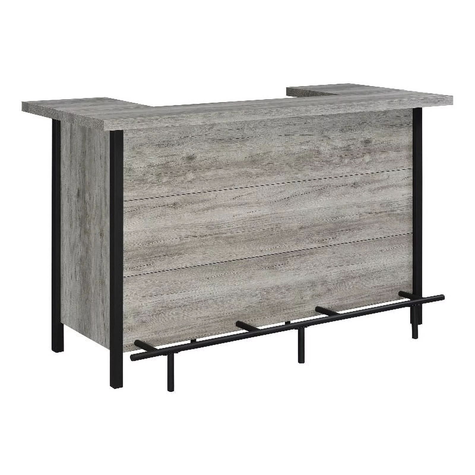 Pemberly Row 70.75"W Modern Wood Bar Unit in Gray Driftwood/Black