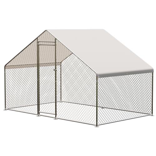Large Metal Chicken Coop, Large Chicken Pen, Chicken Runs for Yard with Waterproof and Anti-UV Cover, Duck Rabbit House Outdoor (9.8'