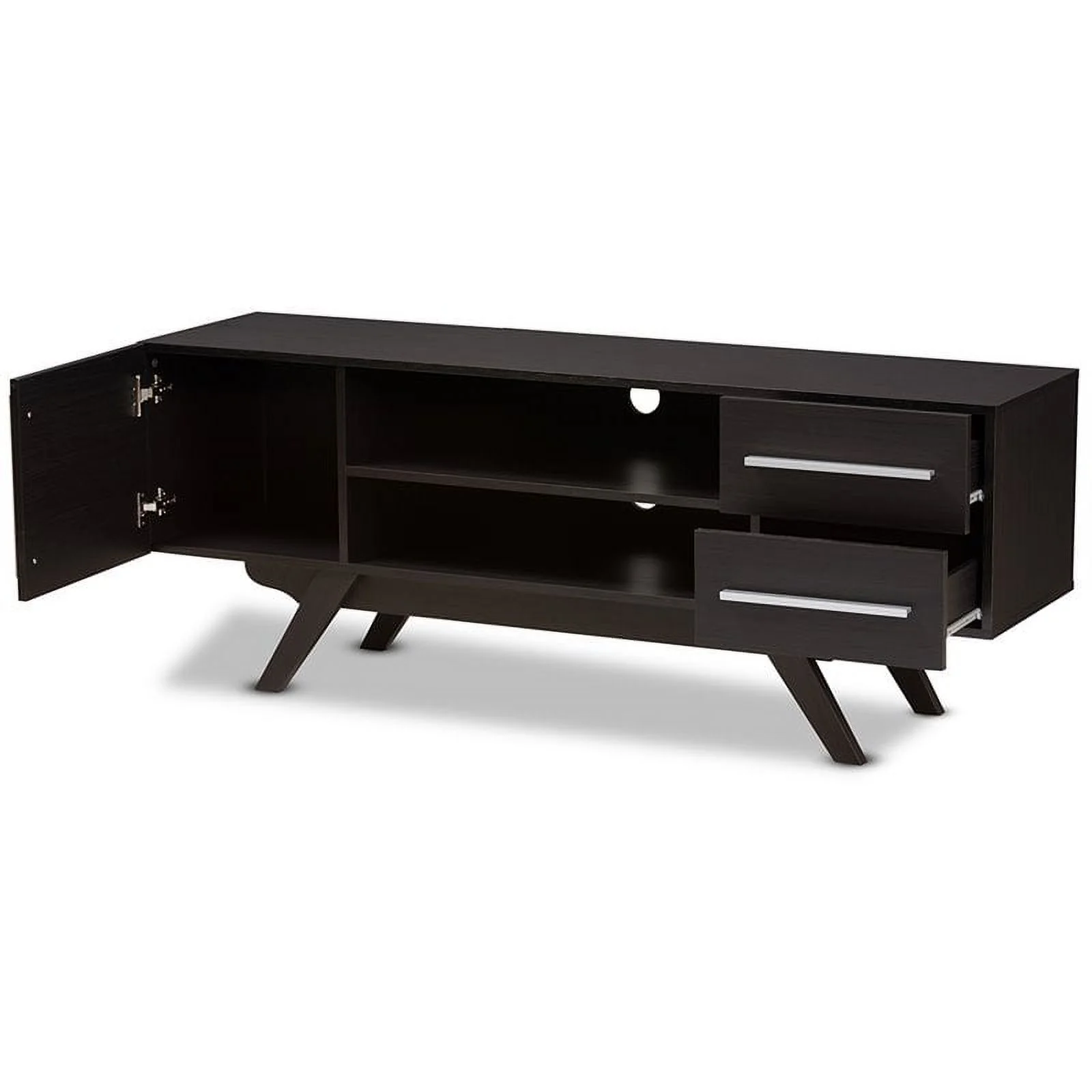 Bowery Hill 60" Mid-Century Modern TV Stand Console Entertainment Center in Dark Brown
