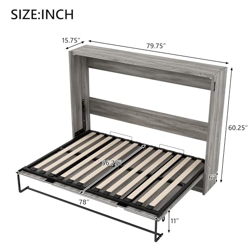 Ball & Cast Queen Size Murphy Bed Hideaway Wall Chest with Top Shelves & USB,Storage Cabinet Bed Frame w/Slat Support