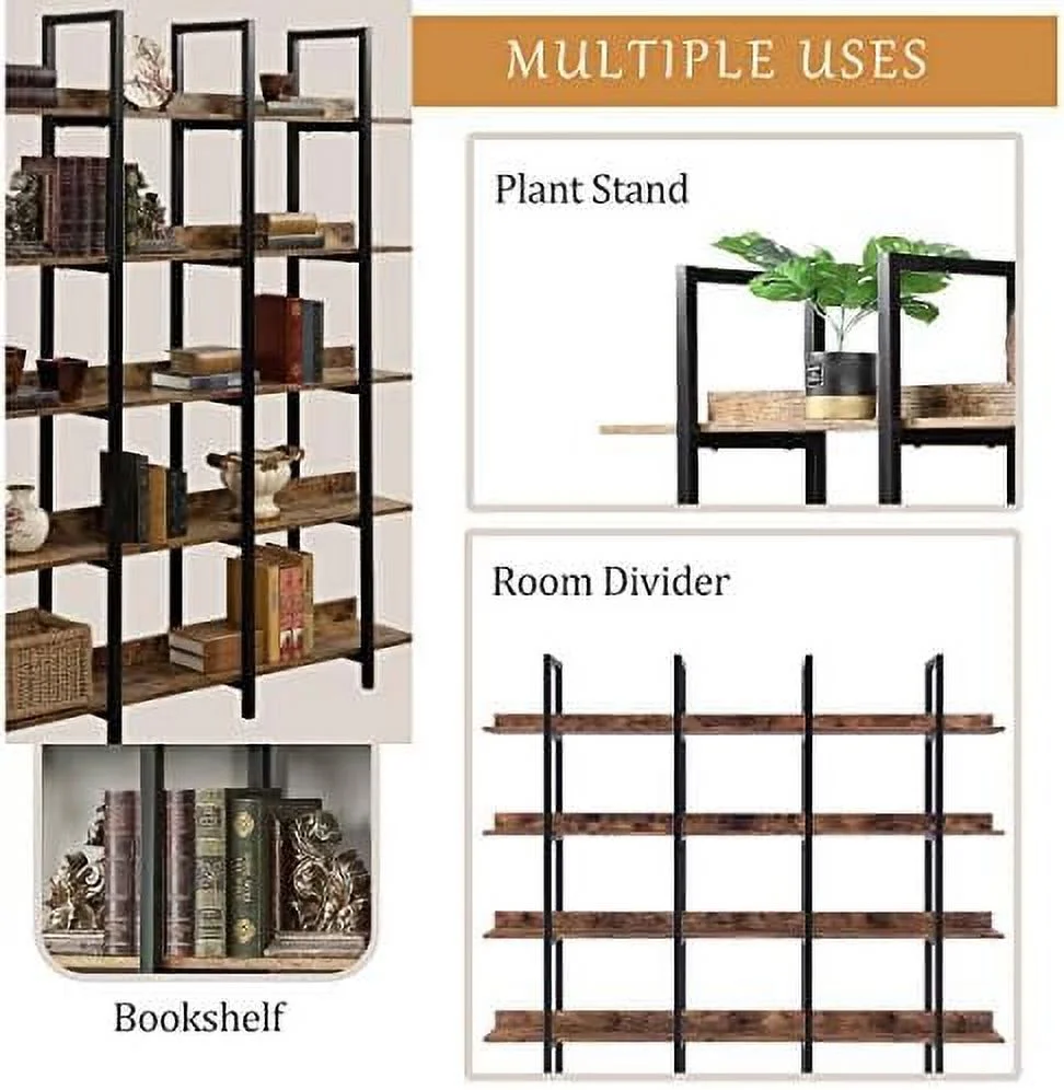 HOOMHIBIU Oak 7-Tier Tall Corner Bookshelf  L-Shaped Corner Bookcase with Open   Modern Bookshelf Organizer for Home Office  Industrial Book  for