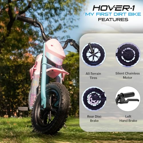 Hover-1 My First Dirt Bike for Kids - 300W Motor, 9MPH Max Speed, 9 Mile Range, 12” Off-Road Tires, 120LB Max Weight