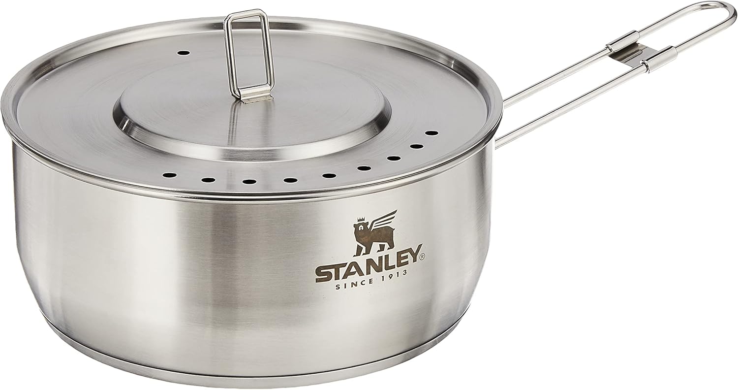 Stanley Even Heat Camp Pro Cookset, 11-Piece Camping Cookware Set with Stainless Steel Pots and Pans, Utensils, Lids, and Cooking Accessories