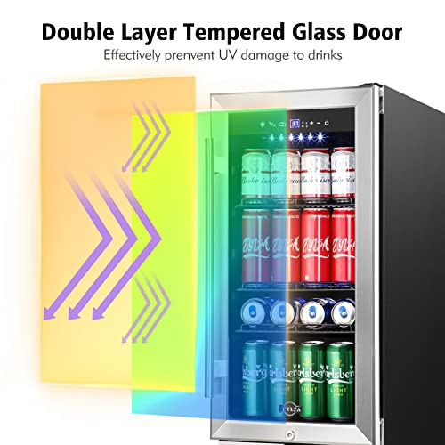 Tylza Mini Fridge 15 Inch Wine Cooler Under Counter, 30 Bottle Dual Zone Wine Fridge with Stainless Steel, Wine Refrigerator Freestanding