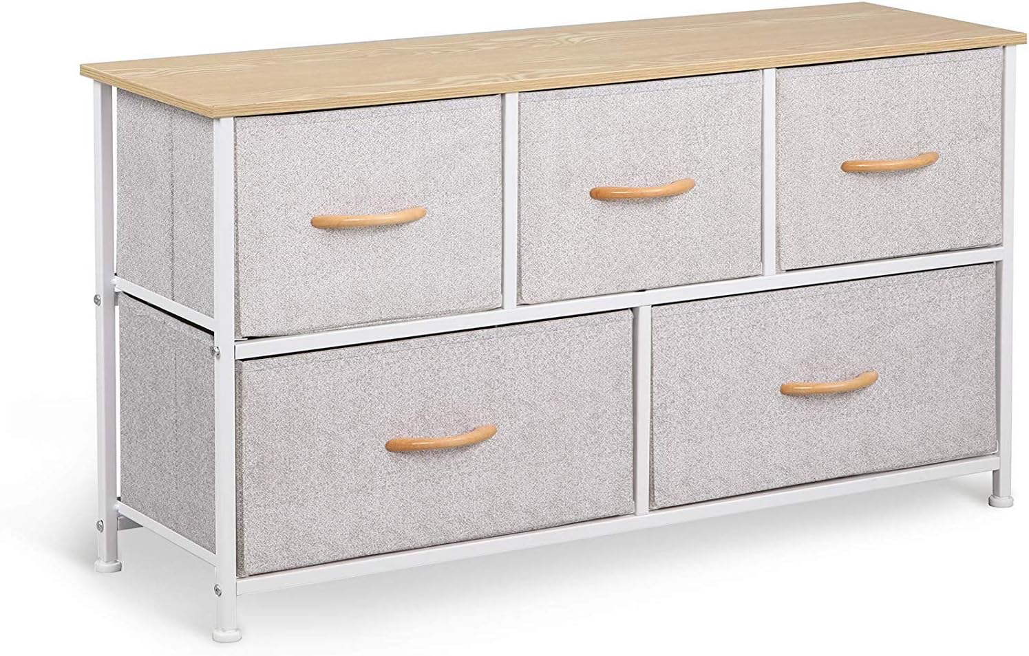 Somdot Dresser with 5 Easy Pull Drawers 39.4'' Wide Fabric Dresser Vertical Storage Tower Organizer Unit for Bedroom Office Laundry Closet Entryway