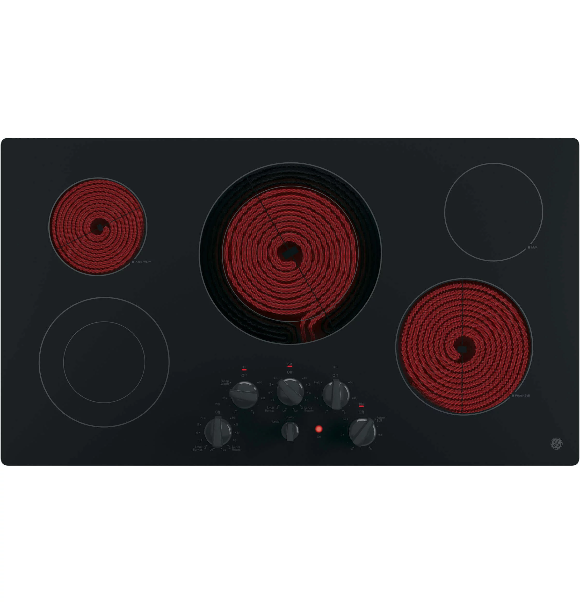 GE - 36" Built-In Electric Cooktop - Black-on-Black