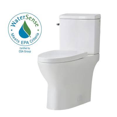 Glacier Bay Caspian 2-Piece 1.1/1.6 GPF Dual Flush Elongated Toilet in White, Seat Included GBTO201