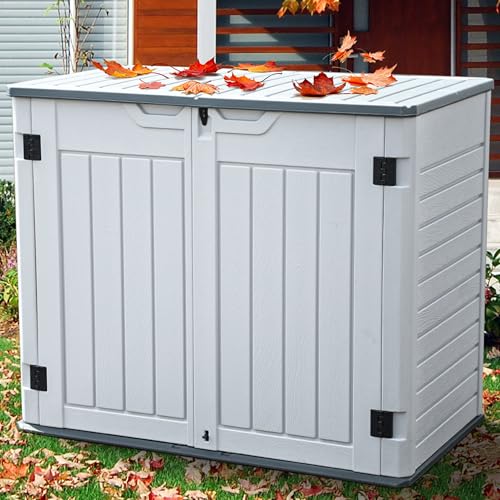 YITAHOME Outdoor Horizontal Storage Sheds w/o Shelf, Weather Resistant Resin Tool Shed, Multi-Opening Door for Storage of Bike, Trash Cans