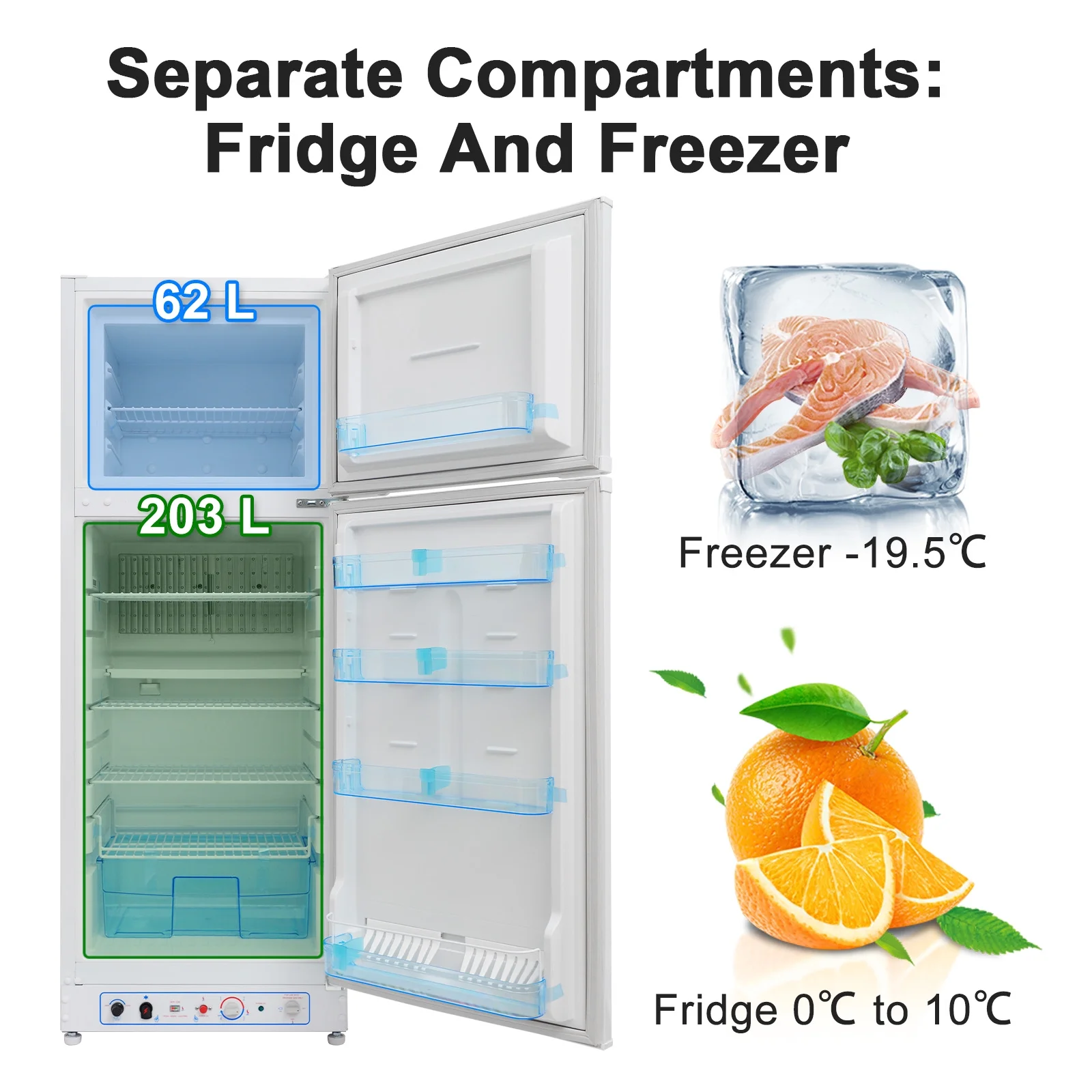Smad 9.3 Cu ft Propane Refrigerator LPG Cottage Cabin Camper Gas Fridge RV Home