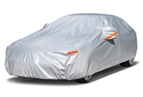 Kayme 6 Layers Car Cover Waterproof All Weather for Automobiles, Outdoor Full Cover Rain Sun UV Protection with Zipper Cotton