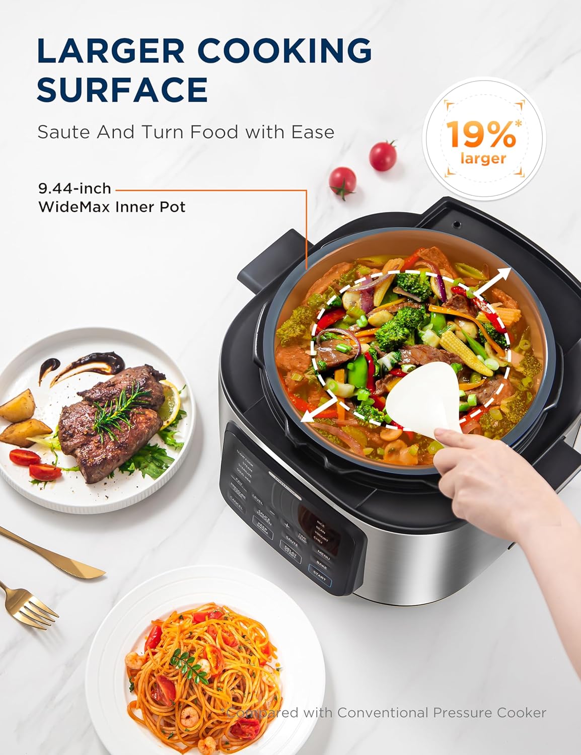 Midea WideMax 12-in-1 Electric Pressure Cooker, 6.5 Quart, 12 Presets, Multi-Functional Programmable Slow Cooker, Rice Cooker, Steamer, Sauté Pan