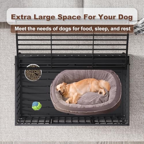 54 Inch Heavy Duty Dog Crate with Wheels，Indestructible Escape-Proof Dog Cage for Large Dogs