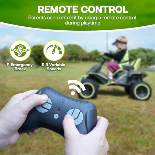 24V Ride on Toy for Big Kids, Kids' Electric Vehicles Outdoor Race Toy with 4 Strong Motors Total 300W Bluetooth Speaker and 24V 7AH Big Battery