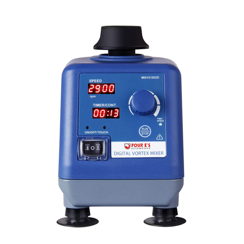Four E's Scientific Laboratory Vortex Mixer Speed 0-3000rpm, Touch & Continuous Function - Vortex Shaker Mixer Test Tubes Acrylic Paints Tattoo Ink