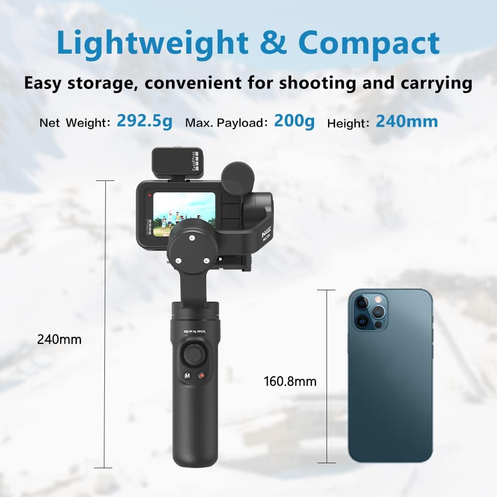 INKEE Falcon Plus Gimbal Stabilizer for Action Cameras 3-Axis Professional Camera Handheld Gimbal for GoPro Hero10, 9, 8, 7, 6, 5, OSMO Action