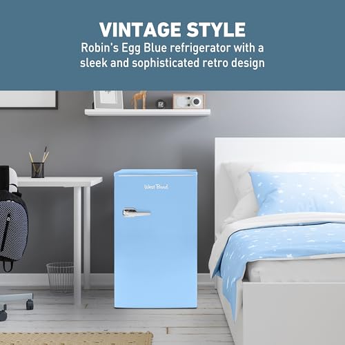 West Bend Mini Fridge with Freezer Retro-Styled for Home Office or Dorm