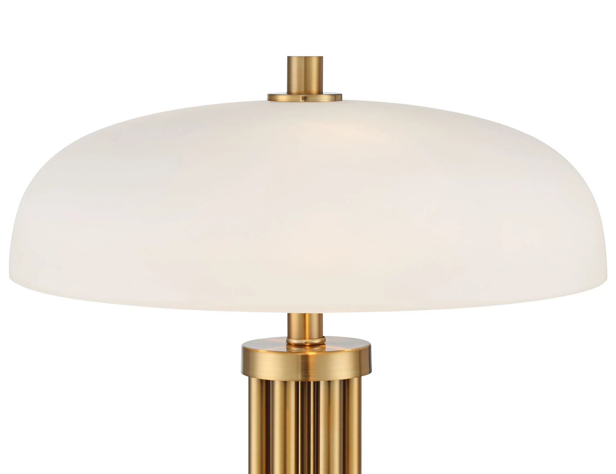 Possini Euro Design Granview 23" High Mid Century Modern Accent Table Lamp Dual USB Ports Brass Metal Glass Dome Shade Charging
