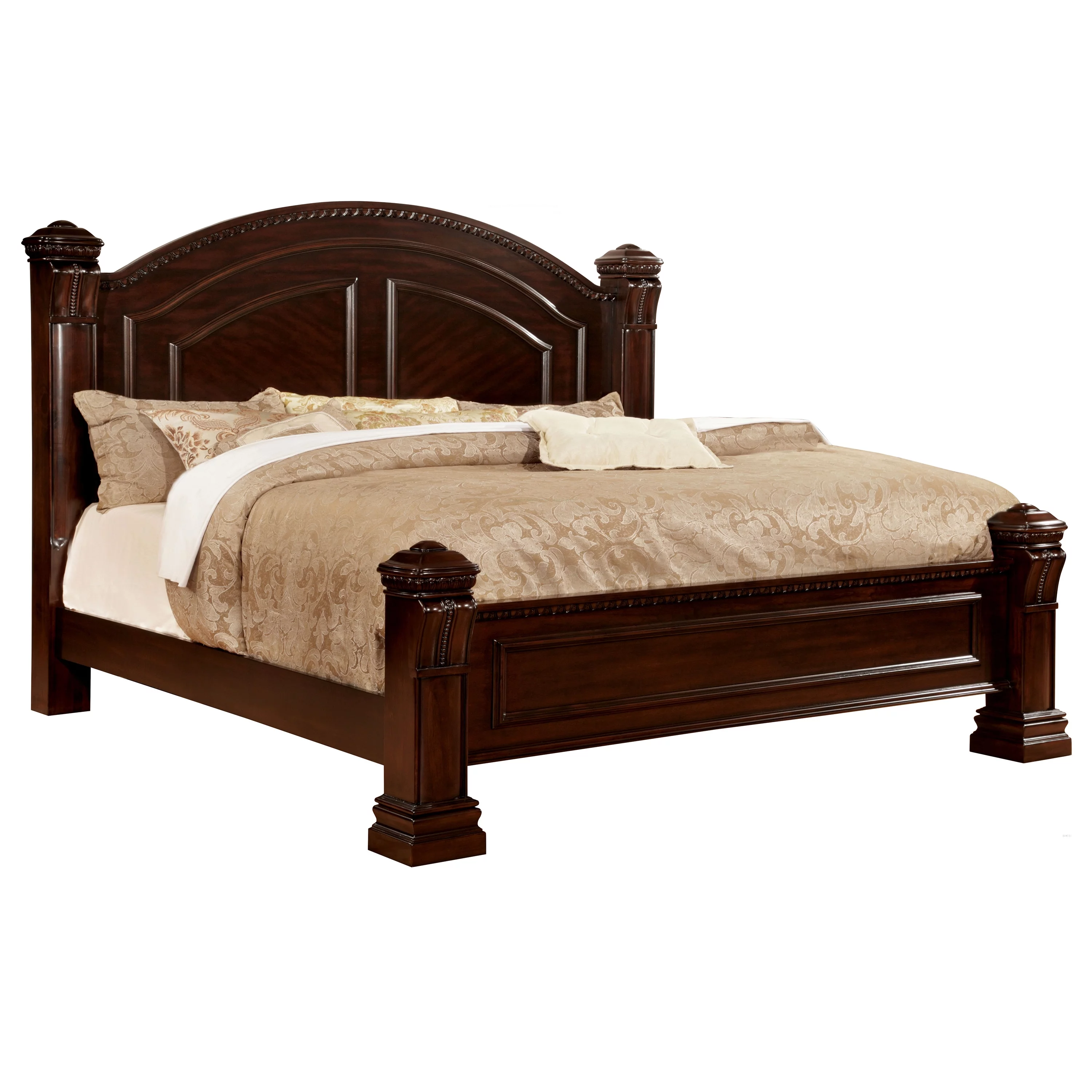 Furniture of America Oulette 2-Piece Solid Wood Bedroom Set in Cherry Finish, Eastern King