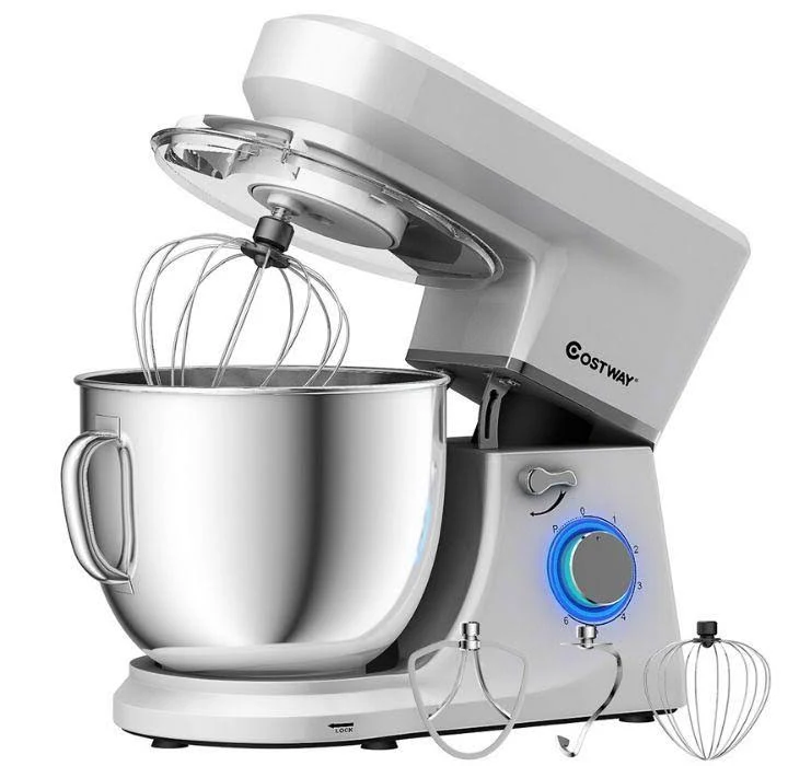 Costway Tilt-Head Stand Mixer 7.5 qt 6 Speed 660W with Dough Hook, Whisk u0026 Beater Black