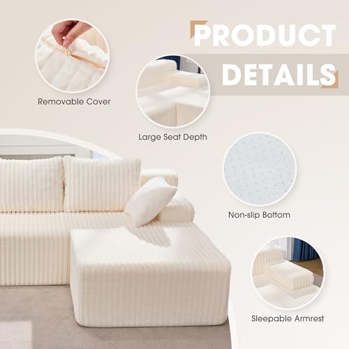 Modular Sectional Sofa Couches L-Shape Couch 3 Seat Modular Sofa Memory Foam Sectional Couches for Living Room