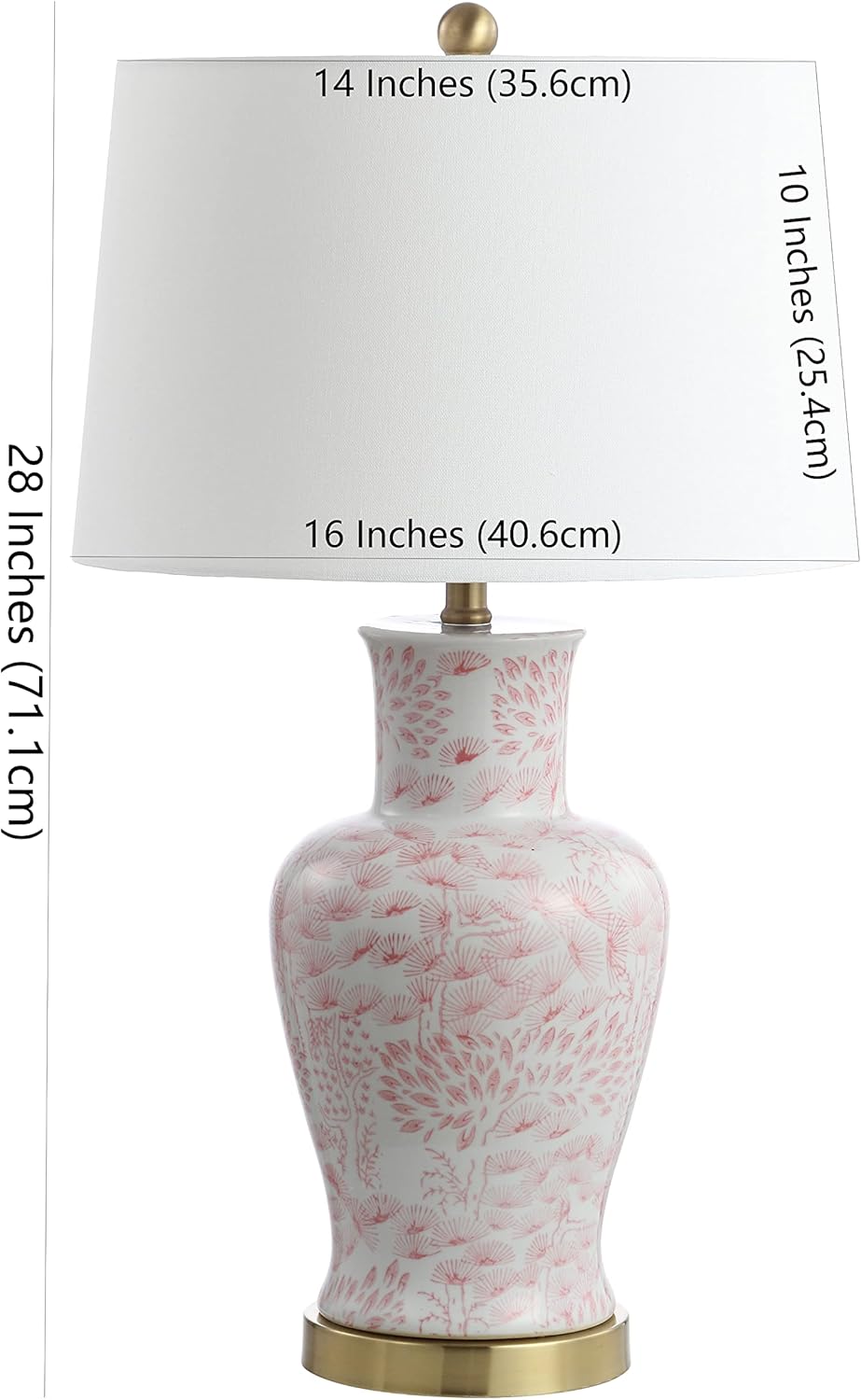 SAFAVIEH Lighting Collection Calli Pink/ White Chinoiserie 28-inch Bedroom Living Room Home Office Desk Nightstand Table Lamp Set of 2 (LED Bulbs