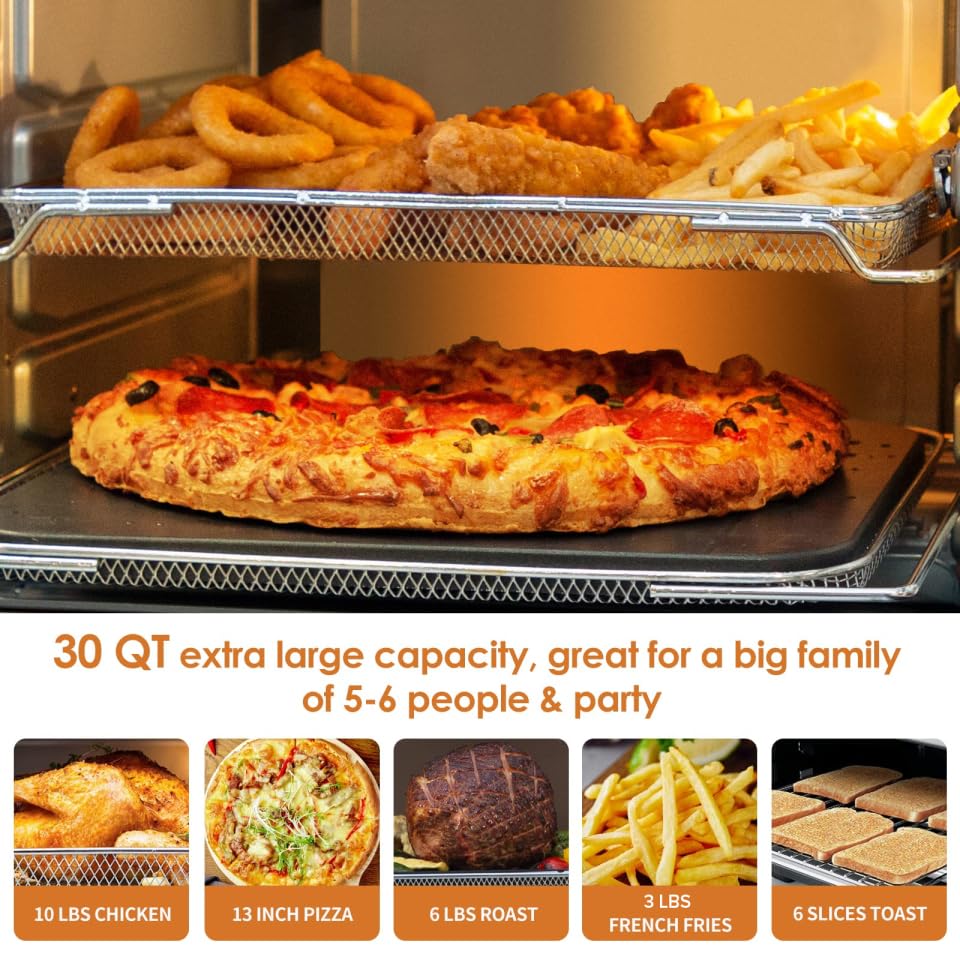 Nuwave Bravo Air Fryer Toaster Smart Oven, 10-in-1 Countertop Convection, 1800 Watts, 21-Qt Capacity, 50°-450°F Temp Controls