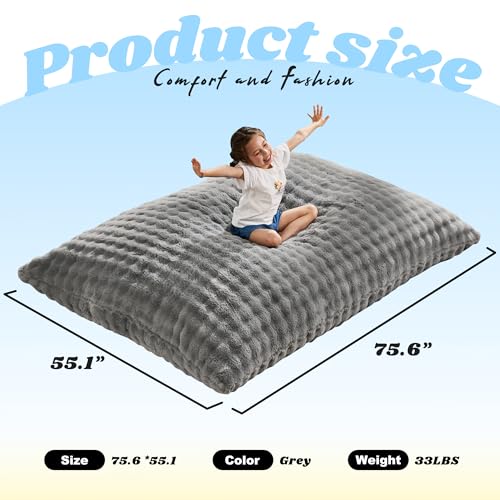 Hobestluk 3 in 1 Bean Bag Chair Giant Bean Bag Chairs Convertible Bean Bag Floor Cushion with Machine Washable Cover