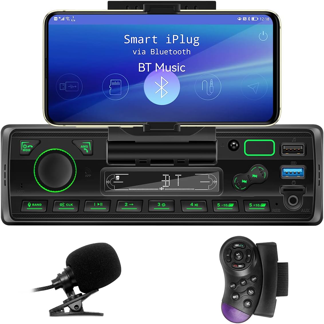 LXKLSZ Car Stereo with Bluetooth Single Din with APP Control MP3 Player Support Hands-Free Calls/USB/FM/AM/TF/AUX-in/EQ Set