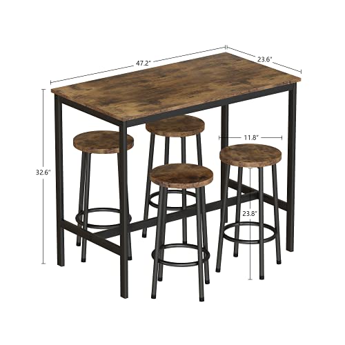 MIERES Dining Table Set for 4-5pcs Kitchen Counter w/Bar Stools, Compact Design & Sturdy Structure & Easy Assembly, Height 34.7''