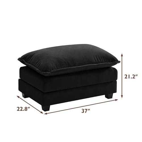 Ihanherry 111.4" U Shaped Modern Cloud Sofa Modular Sectional Couch with 2 Ottoman, 5-Seat Chenille Deep Seat Sofa with Pillow for Living Room