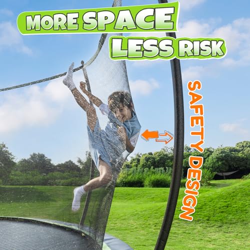 BCAN 8FT 10FT 12FT 14FT 15FT 16FT Recreational Trampoline with Enclosure for Kids Adults, ASTM Approved, Outdoor Trampolines with Ladder for Kids