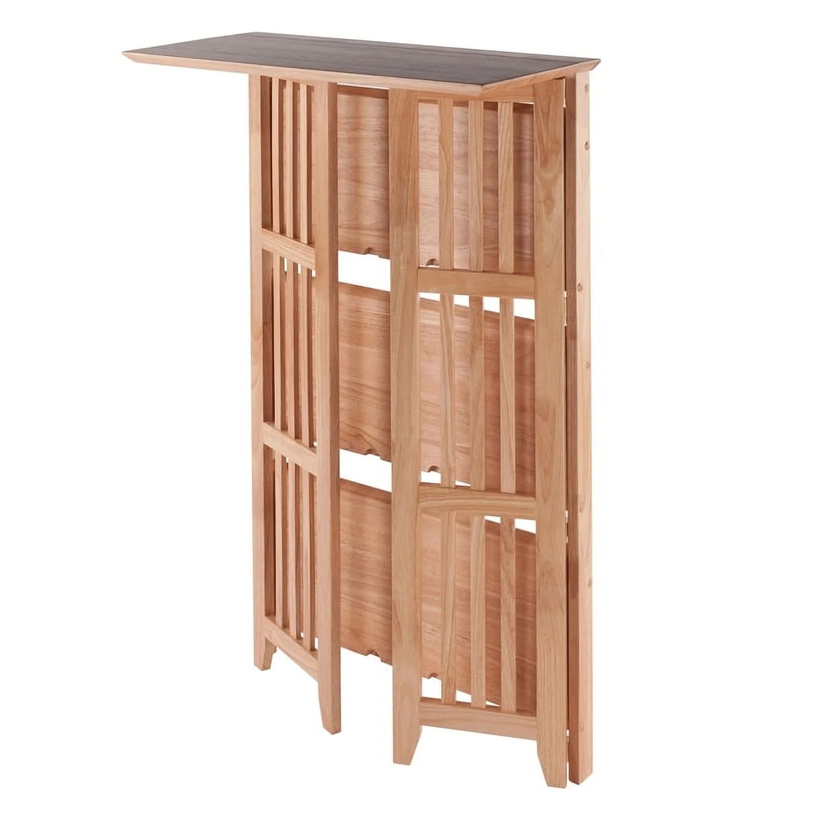 Bowery Hill 4-Tier Transitional Wood Folding Bookcase in Natural