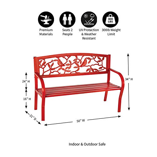 Evergreen Garden Sunflower Garden Bench Outdoors & Indoors | Cast Iron Metal Patio Bench | Outdoor Seating Furniture | Seats for Park, Porch, Deck