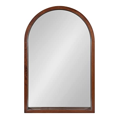 Kate and Laurel Hutton Rustic Modern Farmhouse Arch Mirror, 24" x 36", Natural Wood Finish