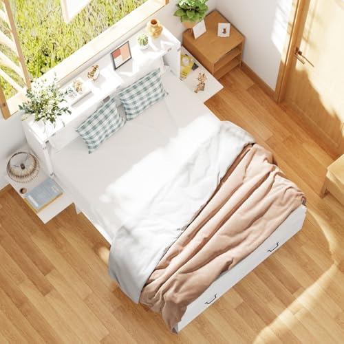 FAMAPY Twin Murphy Bed with Built-in Charging Station, Space-Saving Murphy Bed Chest Twin with Drawer, Foldable