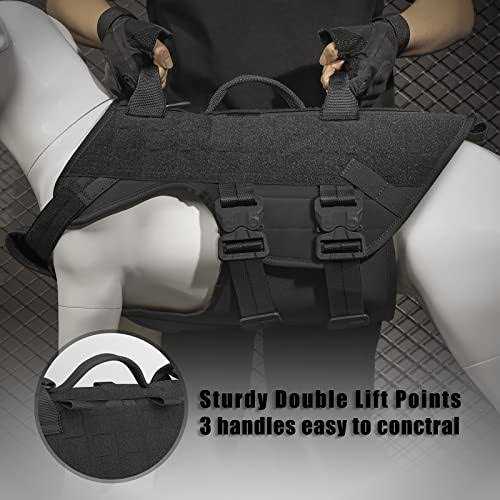 PETAC GEAR Tactical Dog Harness K9 Dog Training Vest Adjustable Padded Police Service Dog Working MOLLE Vests for Large Medium Dogs Mals GSD Lab