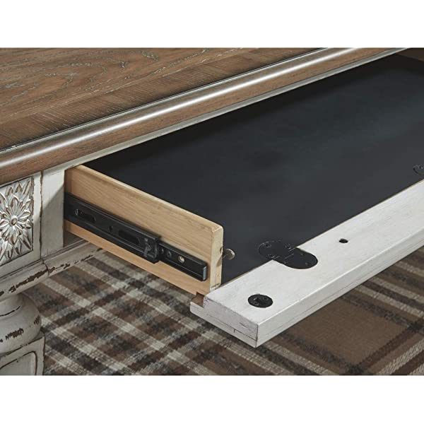 Signature Design by Ashley Realyn Farmhouse 60" Home Office Desk with USB Charging, Chipped White