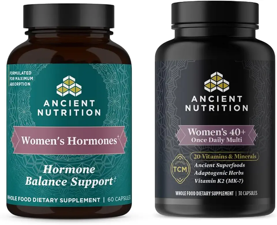 Ancient Nutrition Women's Hormones Capsules, 60 Count + Multivitamin for Women 40+ Once Daily, 30 Count - Kansas Nuitrition - HNZSDS