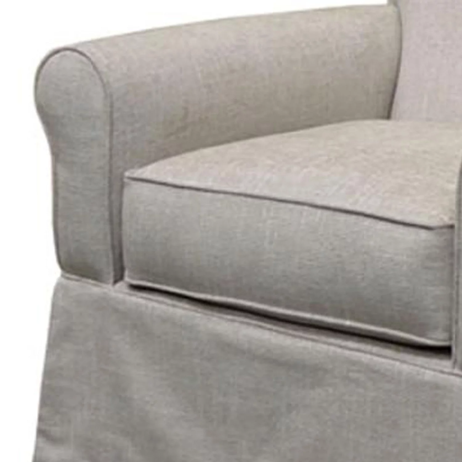 Skirted Fabric Upholstered Swivel Glider Accent Chair, Off White