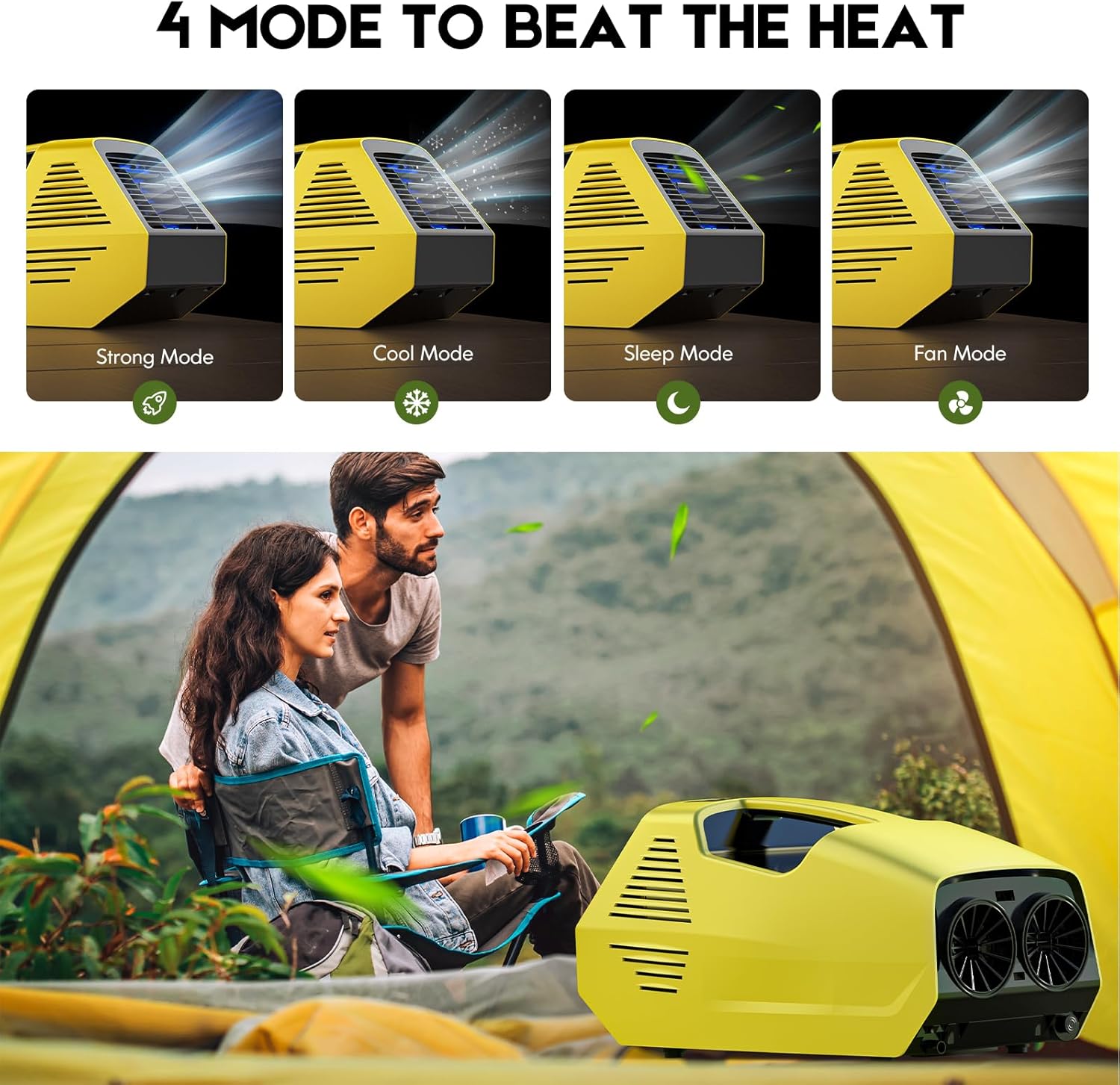 Portable Air Conditioners, 2380BTU Rapid Cooling Outdoor Air Conditioner, 240W Low Power Consumption Camping Air Conditioner for Tent, RV, Truck,Van