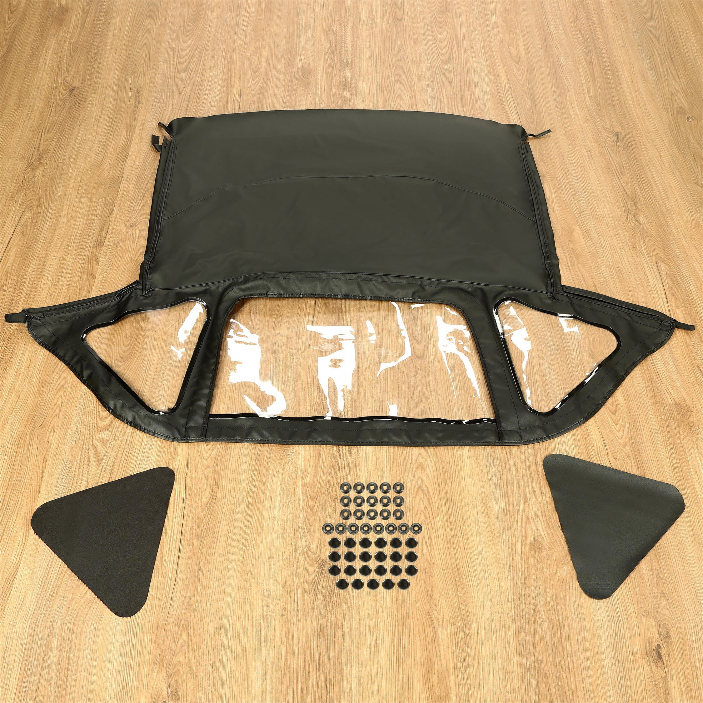Kojem Convertible Soft Top W/Clear Plastic Window for 71-81 Triumph Spitfire 2-Door Black Replacement
