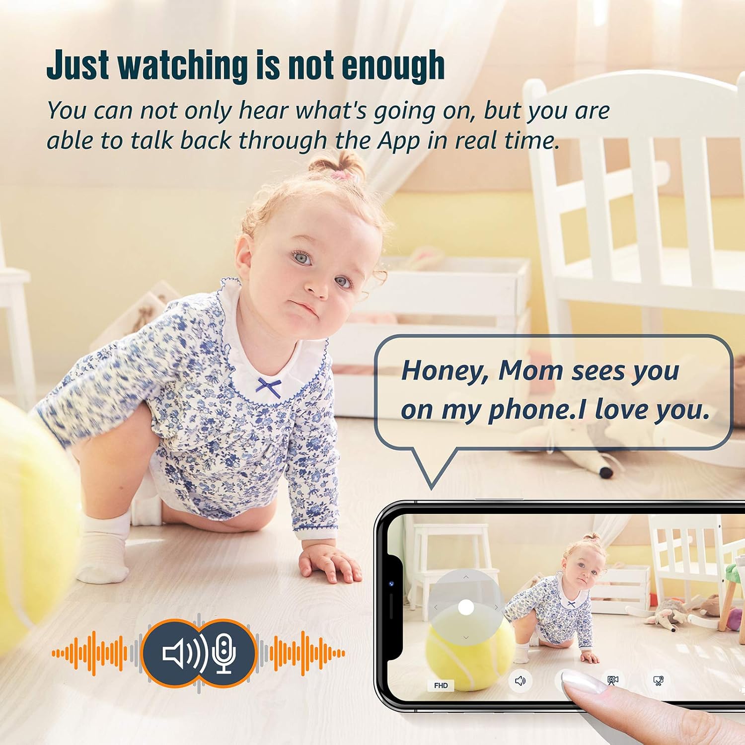 Wireless Security Camera, 1080P Pan/Tilt/Zoom WiFi Indoor Camera, Nanny Cam for Home/Pet/Baby/Elderly, with 24/7 Live Video, Night Vision