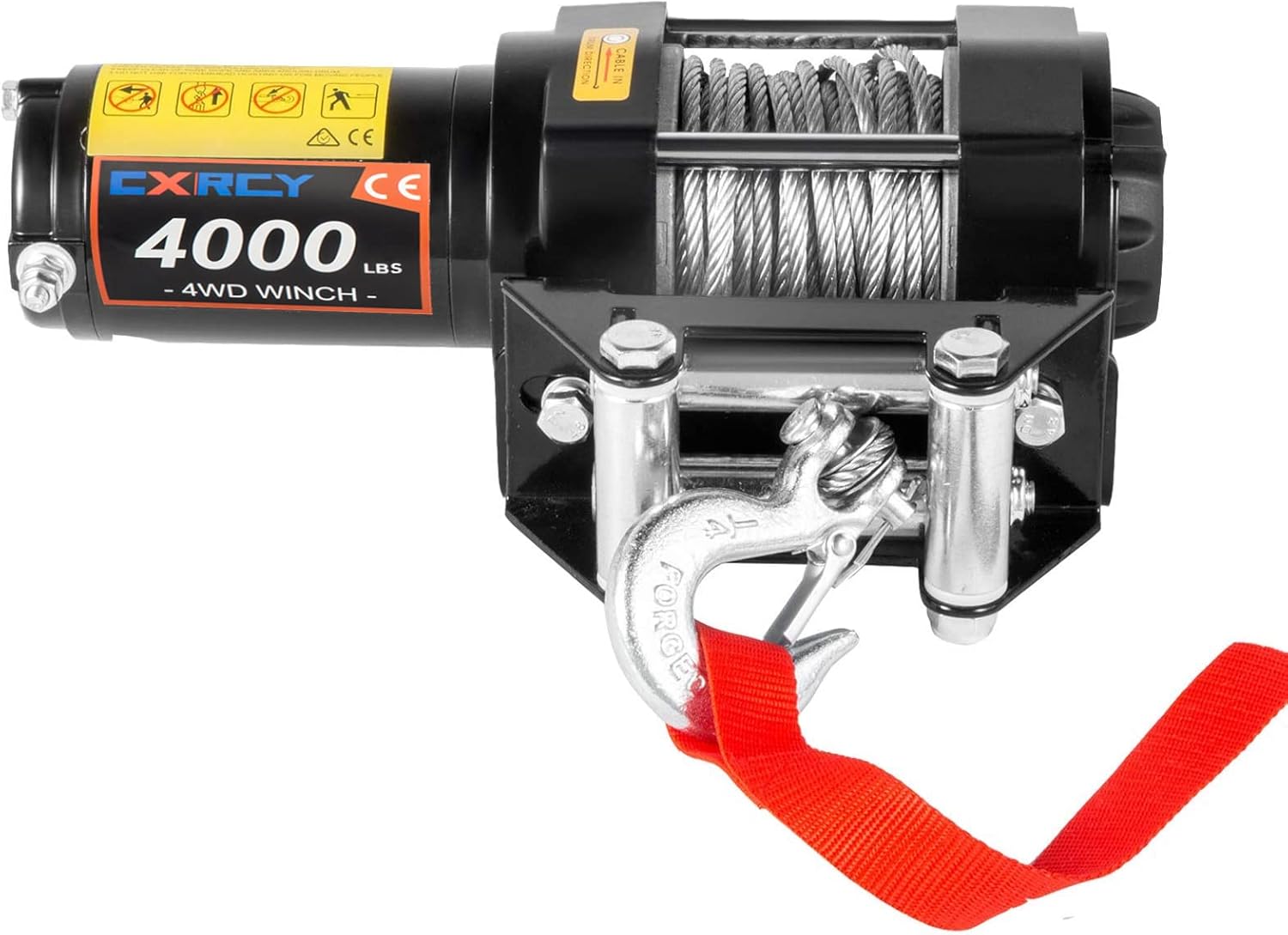 CXRCY 12V 4000 lbs Electric Winch Kits with 3/16"(4.7mm) Diameter x 32.8'(10m) Length Steel Rope ATV/UTV Winch for Towing Off Road Trailer with