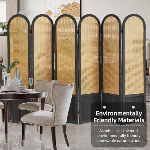 Room Divider 4 Panel, Folding Privacy Screen, Foldable Wood Divider Room Dec, Rattan Room Divider, Portable Partition Screen