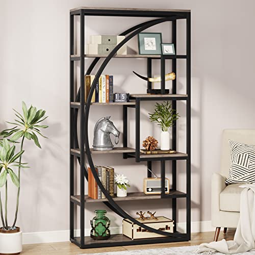 Tribesigns Bookshelf, Industrial 5-Tier Etagere Bookcase, 70.8 inch Tall Bookshelf with 8 Open Storage Shelf