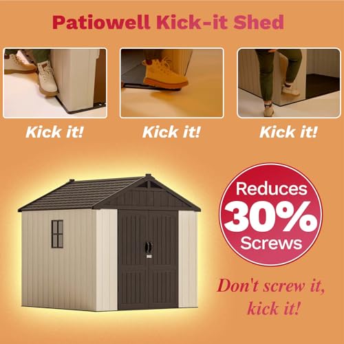 Patiowell 6x4 FT Plastic Outdoor Storage Shed, Resin Shed Perfect to Store Patio Furniture, GardenTools Bike Accessories, Beach Chairs and Lawn Mower