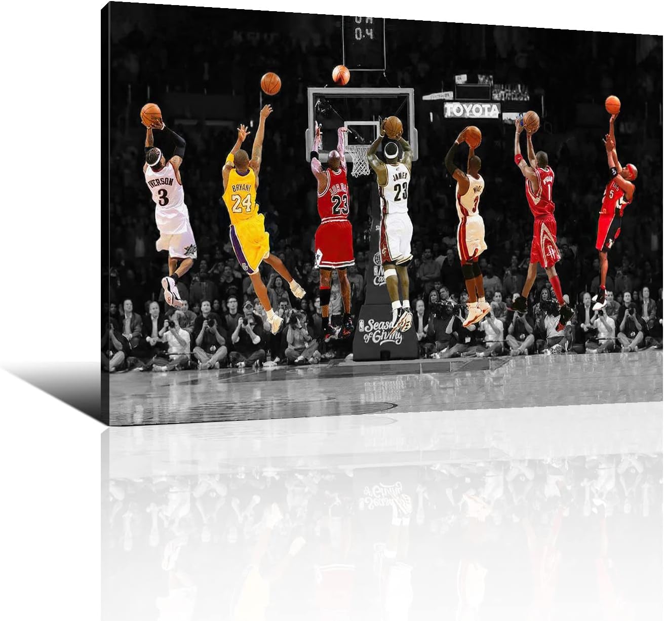 JUSTBR Canvas Wall Art Basketball Players Pictures Painting Sports Posters Artwork Home Decor for Basketball Fan Memorabilia Gifts Living Room