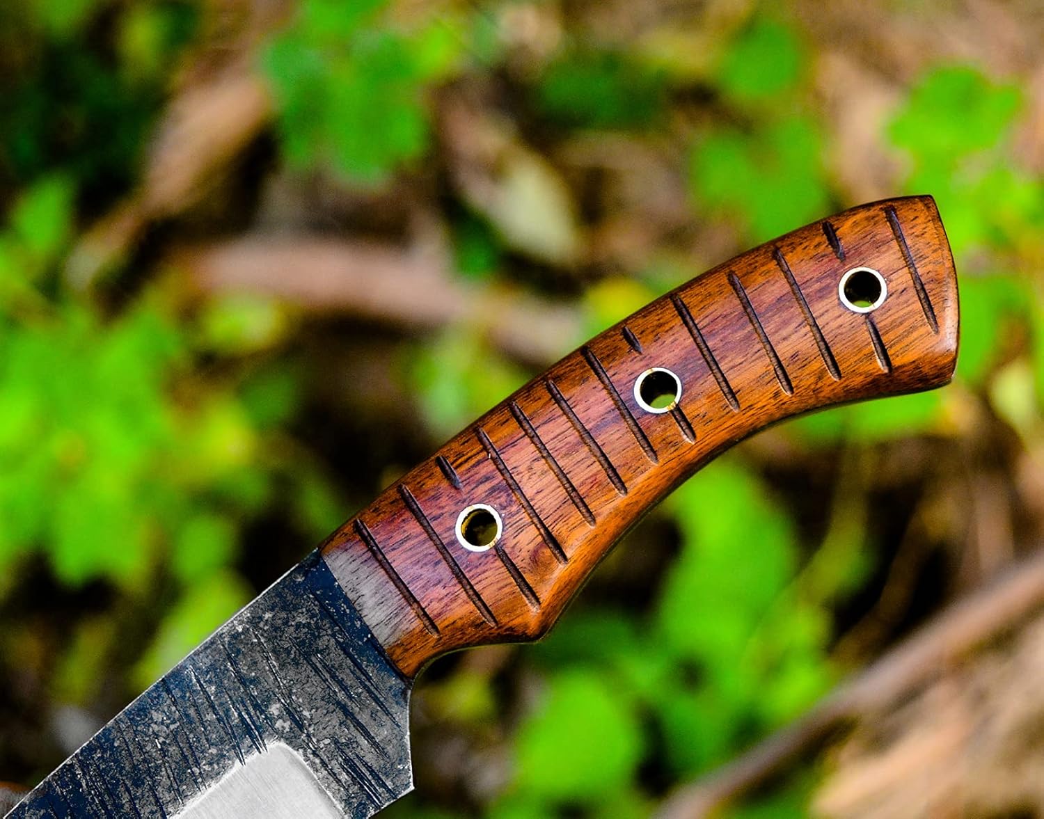BC-1101 Custom Handmade Hi Carbon Steel Skinner Knife - Beautiful Rose Wood Handle