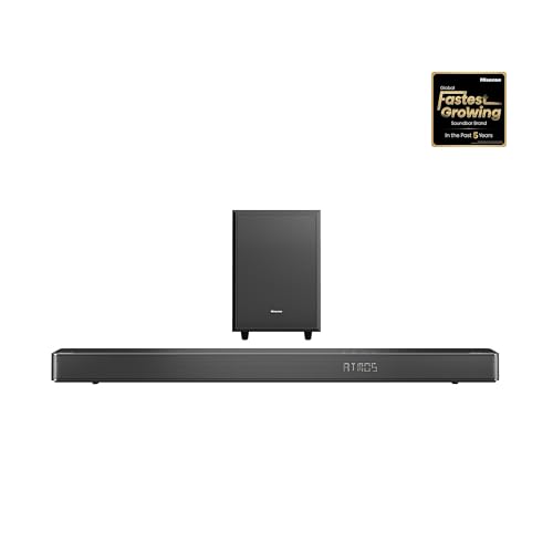 Hisense AX3100Q 3.1Ch Sound Bar with Wireless Subwoofer, Dolby Atmos, DTS:X, Bluetooth 5.3, Roku TV Ready, HDMI/AUX/ARC/Optical/USB, EzPlay, Ez UP