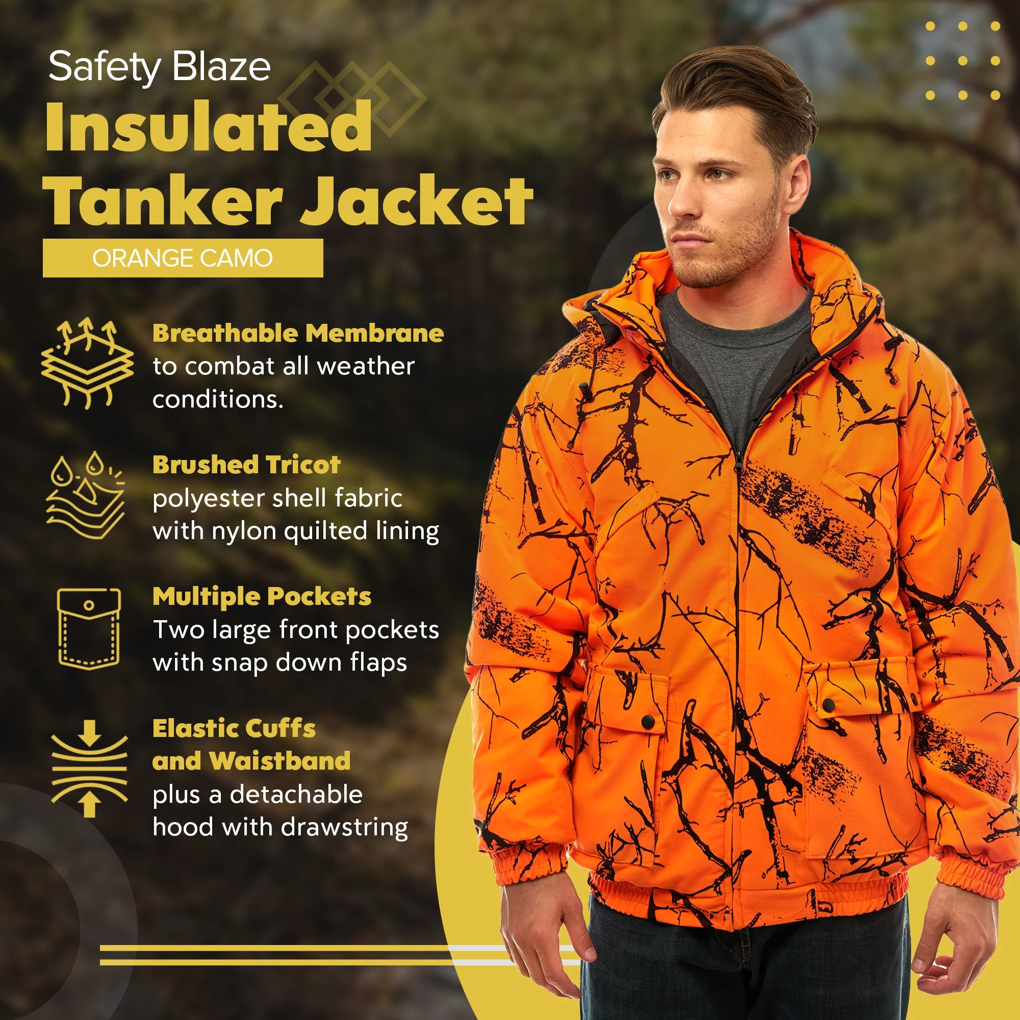 TrailCrest Adult Men’s Insulated & Waterproof Safety Tanker Jacket, 3X, Blaze Orange Camo